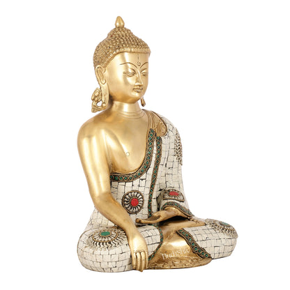 Elegant 12-Inch Brass Buddha Statue | Serene Meditative Pose