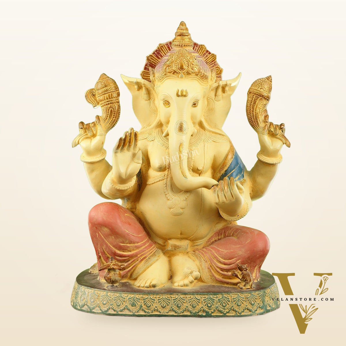 Elegant 21.5 Inch Ganesha Brass Statue with Meticulous Craftsmanship