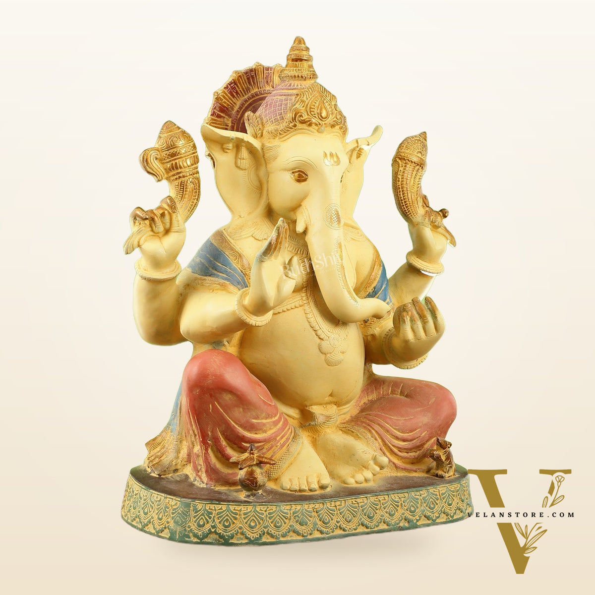 Elegant 21.5 Inch Ganesha Brass Statue with Meticulous Craftsmanship