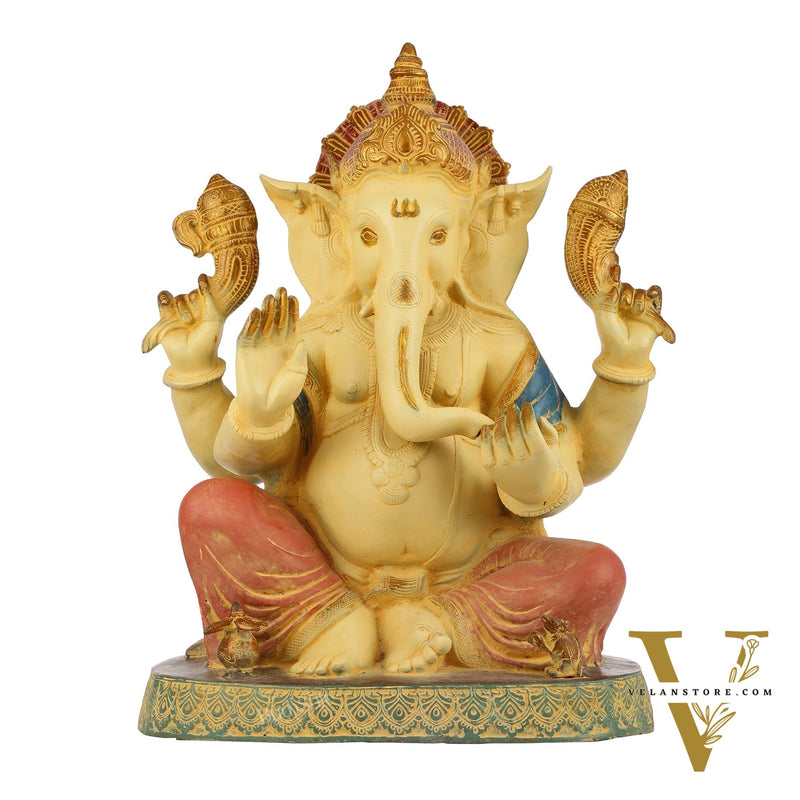 Elegant 21.5 Inch Ganesha Brass Statue with Meticulous Craftsmanship