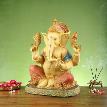 Elegant 21.5 Inch Ganesha Brass Statue with Meticulous Craftsmanship