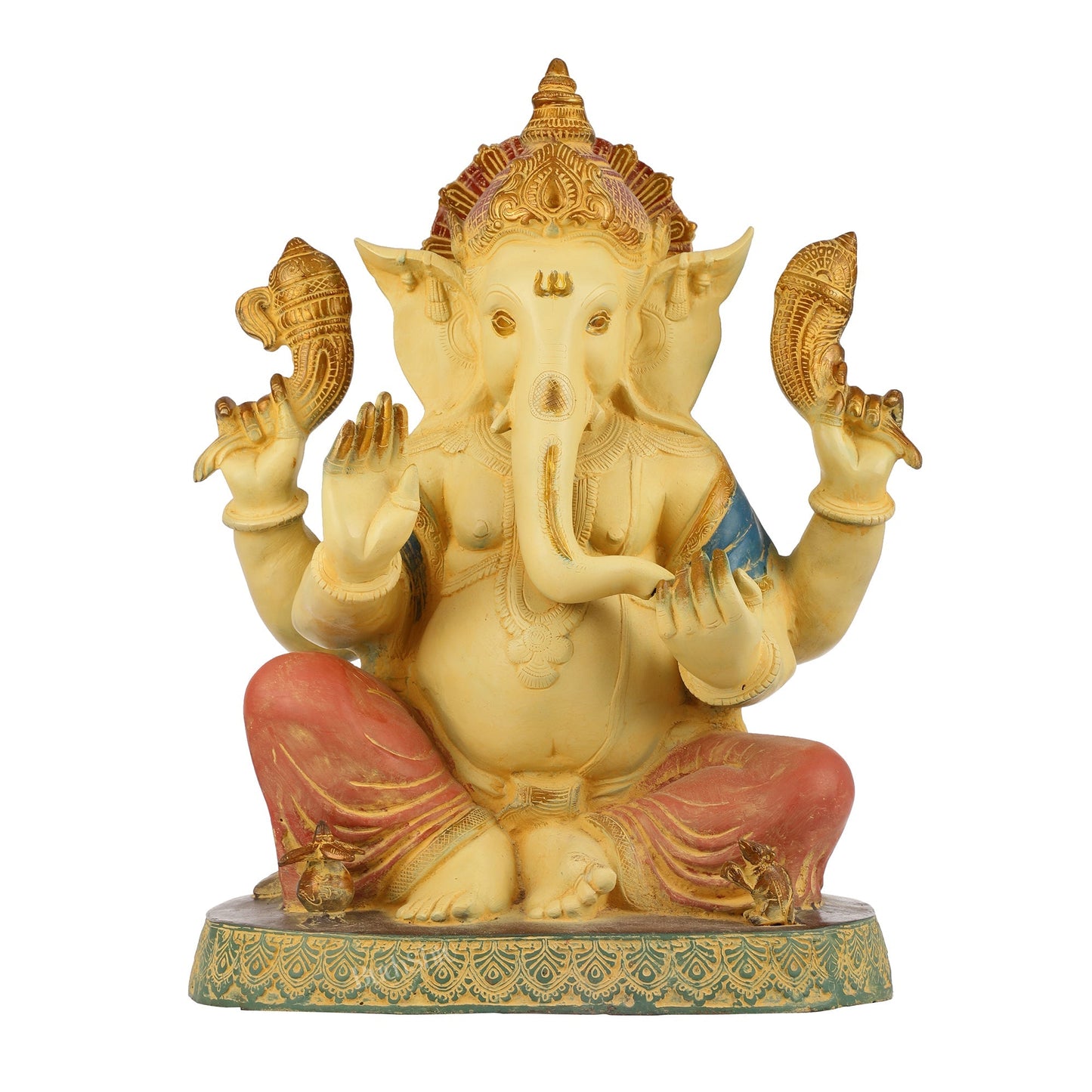 Elegant 21.5 Inch Ganesha Brass Statue with Meticulous Craftsmanship
