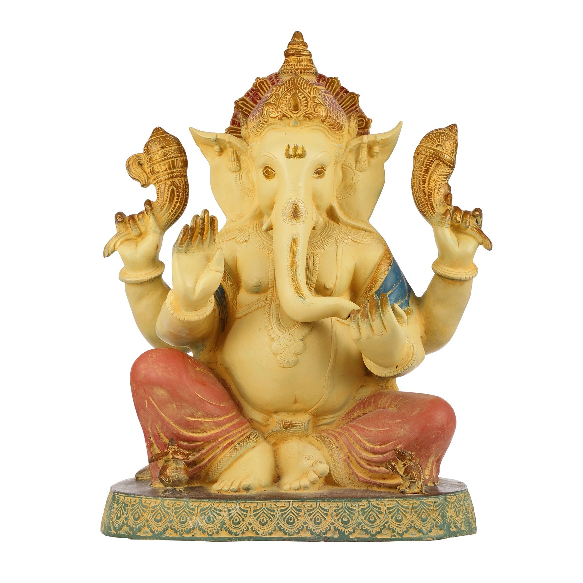Elegant 21.5 Inch Ganesha Brass Statue with Meticulous Craftsmanship