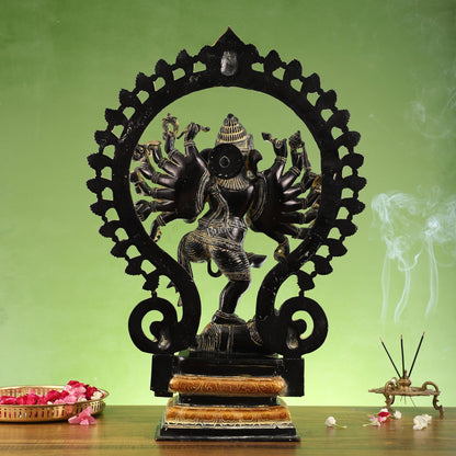 Dancing Ganesha Brass Statue with 16 Arms | 26 inch.