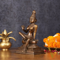 Elegant Bhoga Shakti Pure Brass Seated Parvati Idol – 9 Inch Height