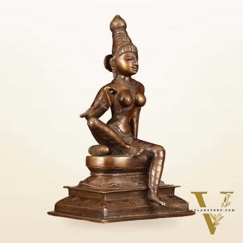 Elegant Bhoga Shakti Pure Brass Seated Parvati Idol – 9 Inch Height