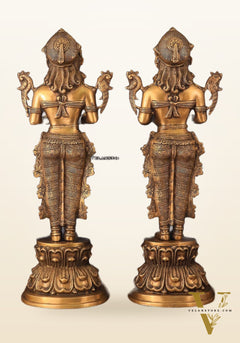 Elegant Brass Deep Lakshmi Welcome Statues – 25" Height