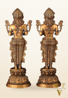 Elegant Brass Deep Lakshmi Welcome Statues – 25" Height