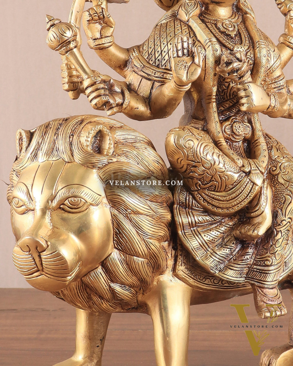 Elegant Brass Durga Mata sherawali ma Statue 12 Inch | Devi Durga Sculpture |  Budhshiv