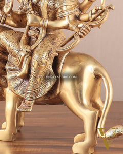 Elegant Brass Durga Mata sherawali ma Statue 12 Inch | Devi Durga Sculpture |  Budhshiv