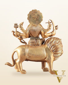Elegant Brass Durga Mata sherawali ma Statue 12 Inch | Devi Durga Sculpture |  Budhshiv