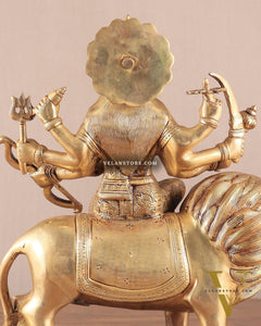 Elegant Brass Durga Mata sherawali ma Statue 12 Inch | Devi Durga Sculpture |  Budhshiv