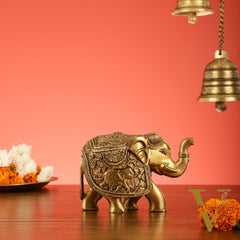 Elegant Brass Elephant statue - 7 inch