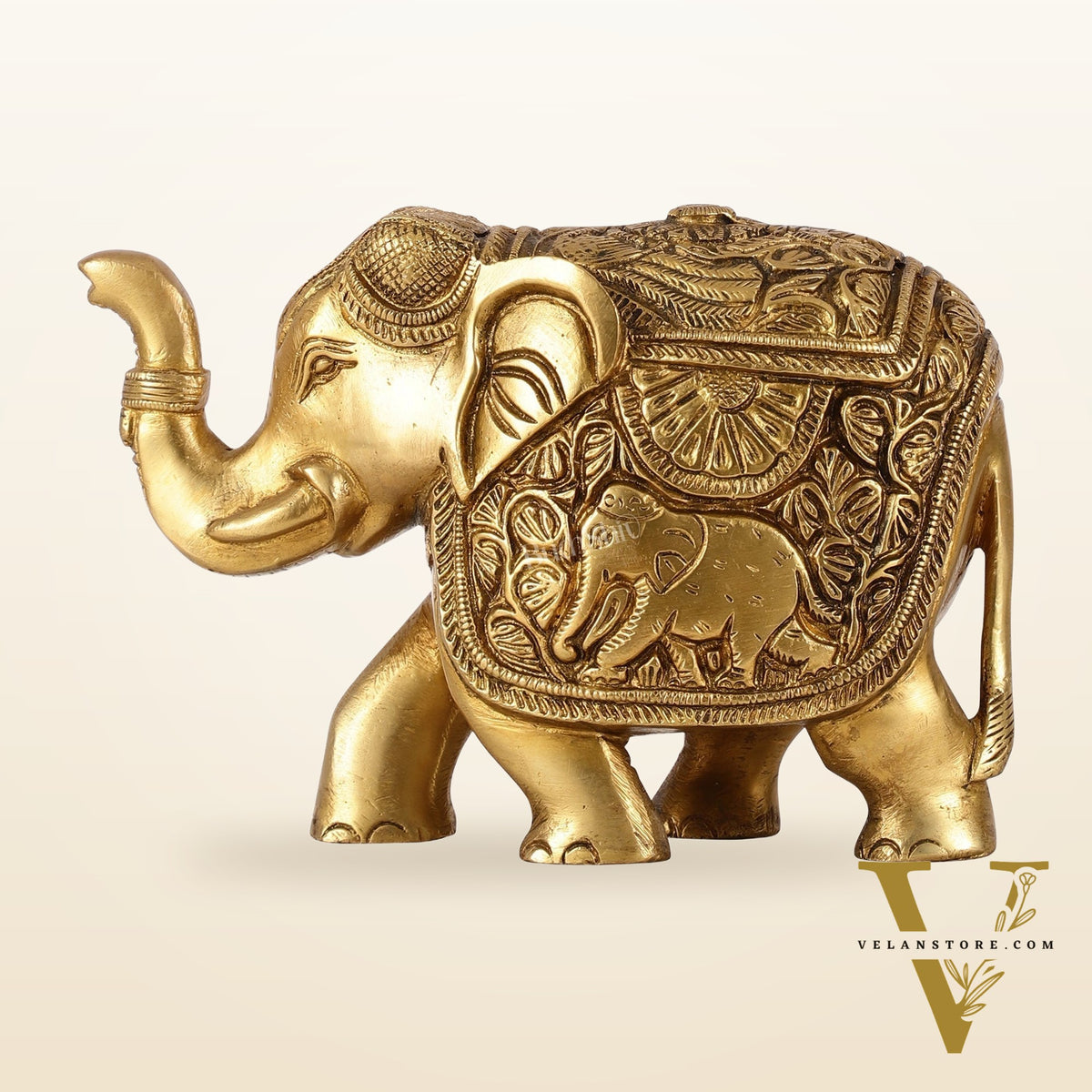 Elegant Brass Elephant statue - 7 inch