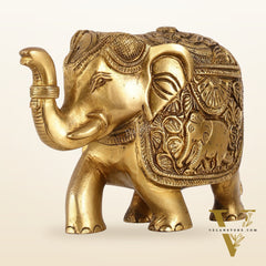 Elegant Brass Elephant statue - 7 inch