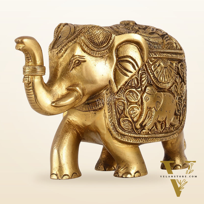 Elegant Brass Elephant statue - 7 inch