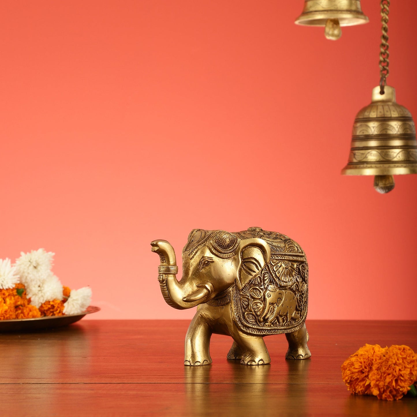Elegant Brass Elephant statue - 7 inch