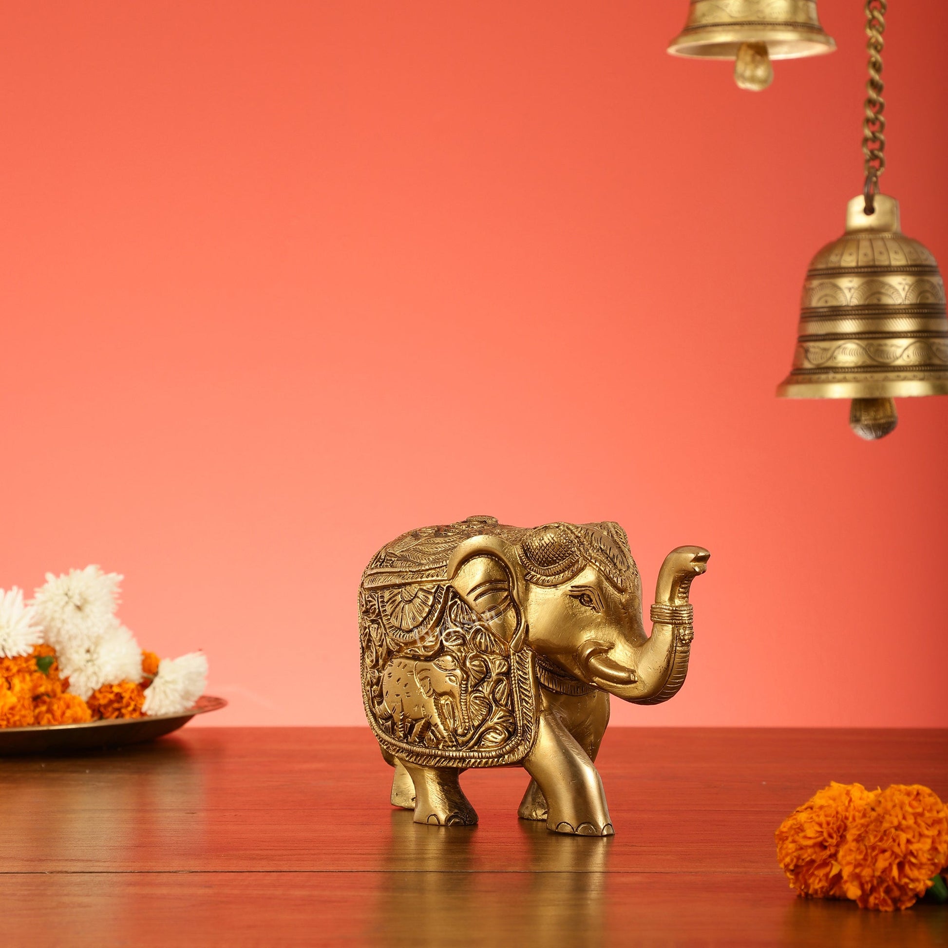 Elegant Brass Elephant statue - 7 inch