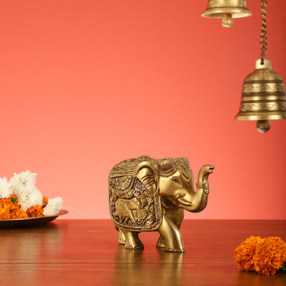 Elegant Brass Elephant statue - 7 inch