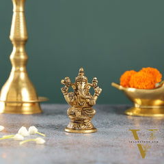 Elegant Brass Ganesha Idol | Height 3.5 inch