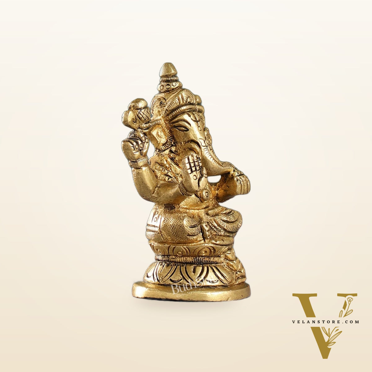 Elegant Brass Ganesha Idol | Height 3.5 inch
