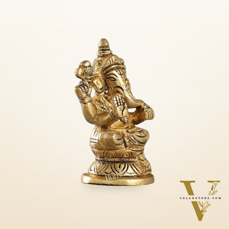Elegant Brass Ganesha Idol | Height 3.5 inch