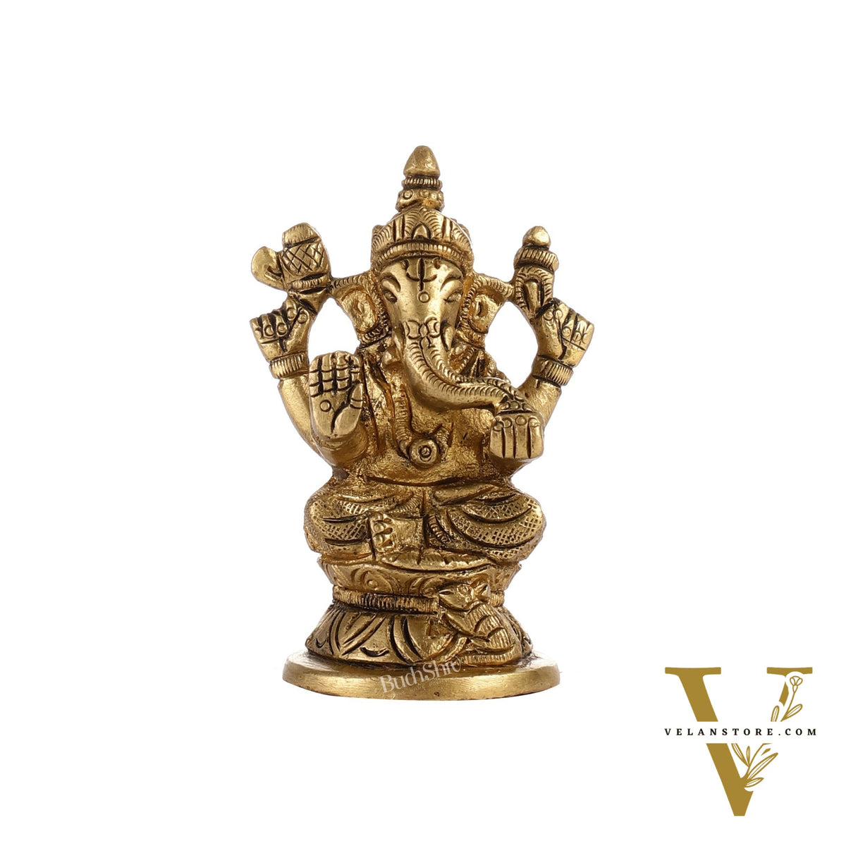 Elegant Brass Ganesha Idol | Height 3.5 inch
