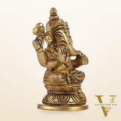 Elegant Brass Ganesha Idol | Height 3.5 inch