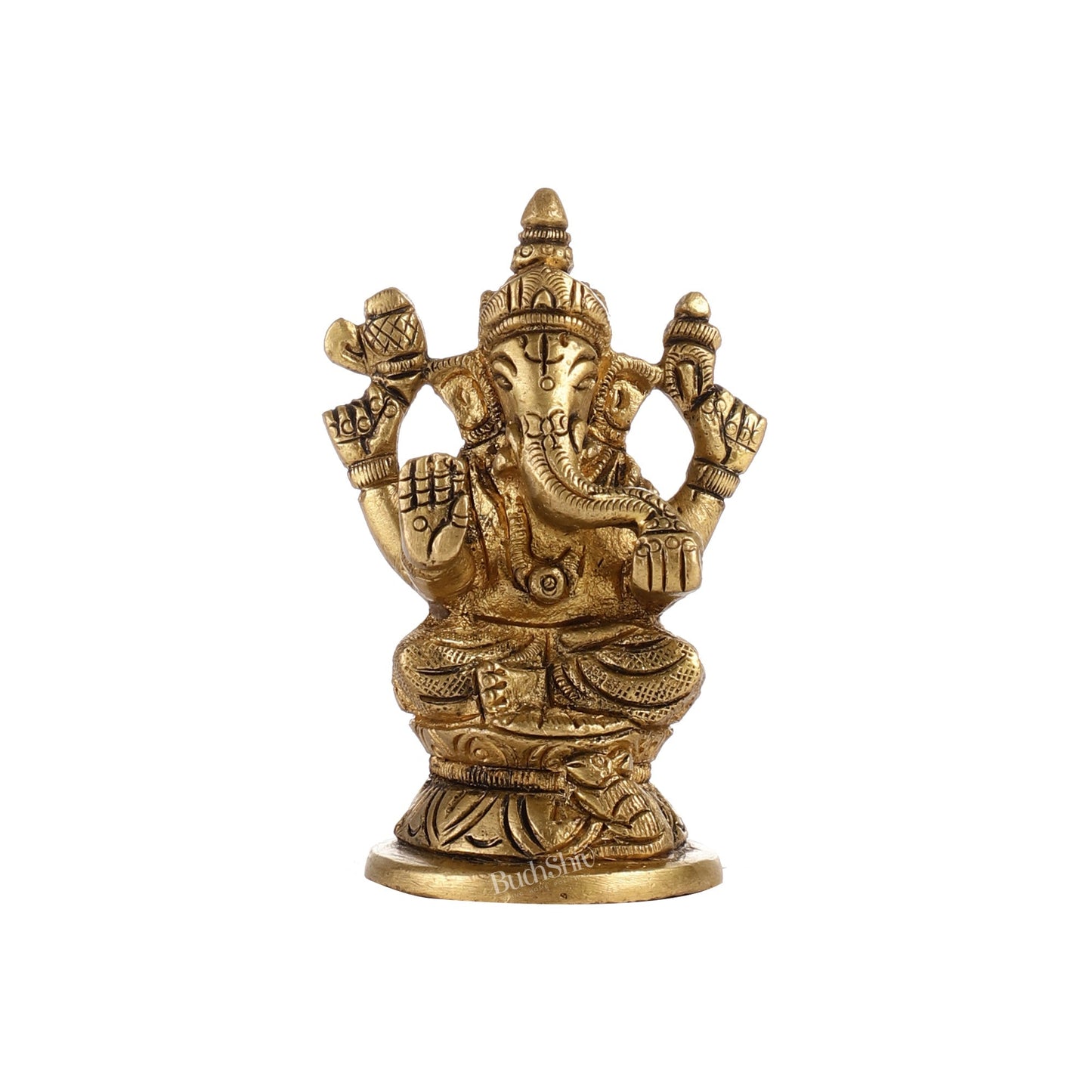 Elegant Brass Ganesha Idol | Height 3.5 inch