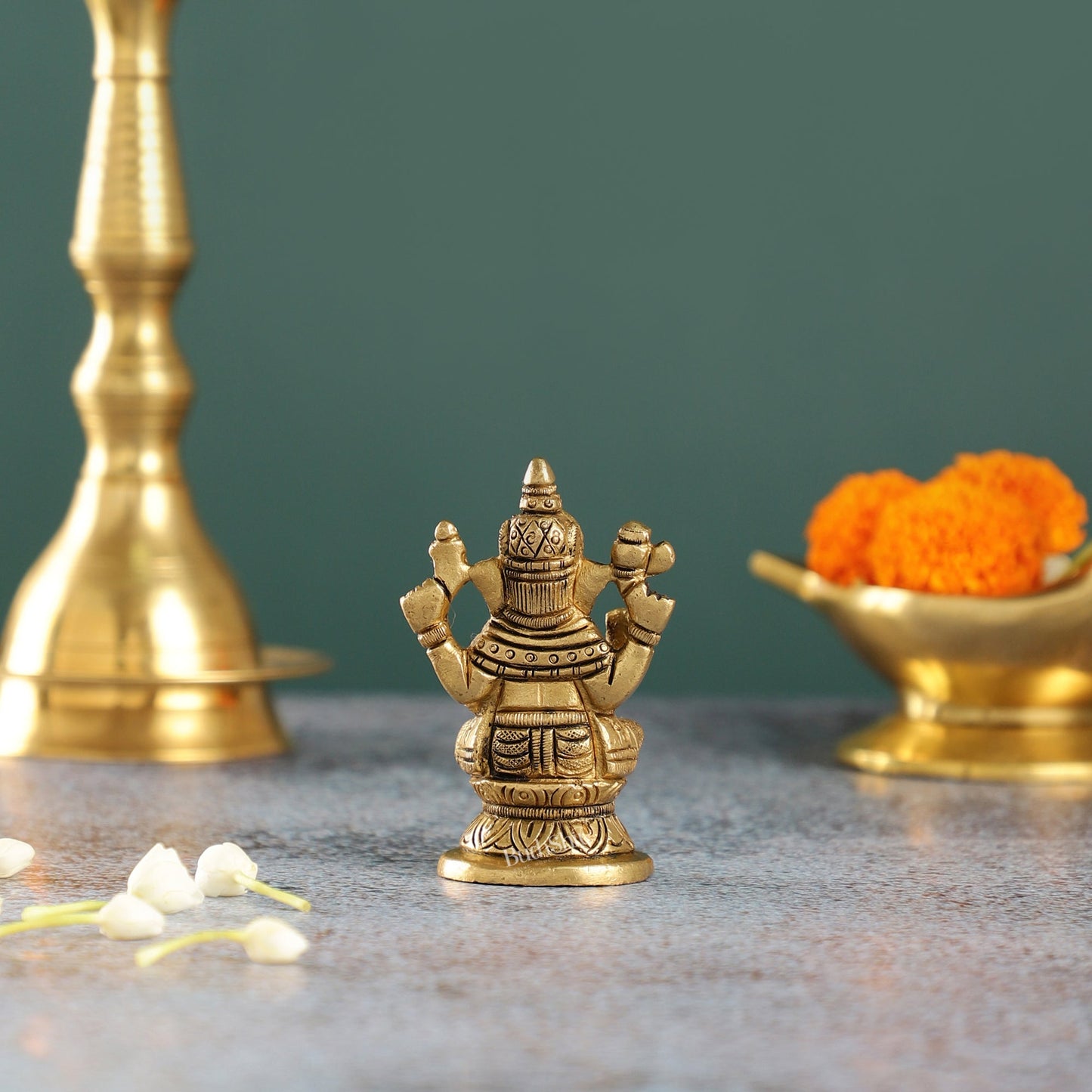 Elegant Brass Ganesha Idol | Height 3.5 inch