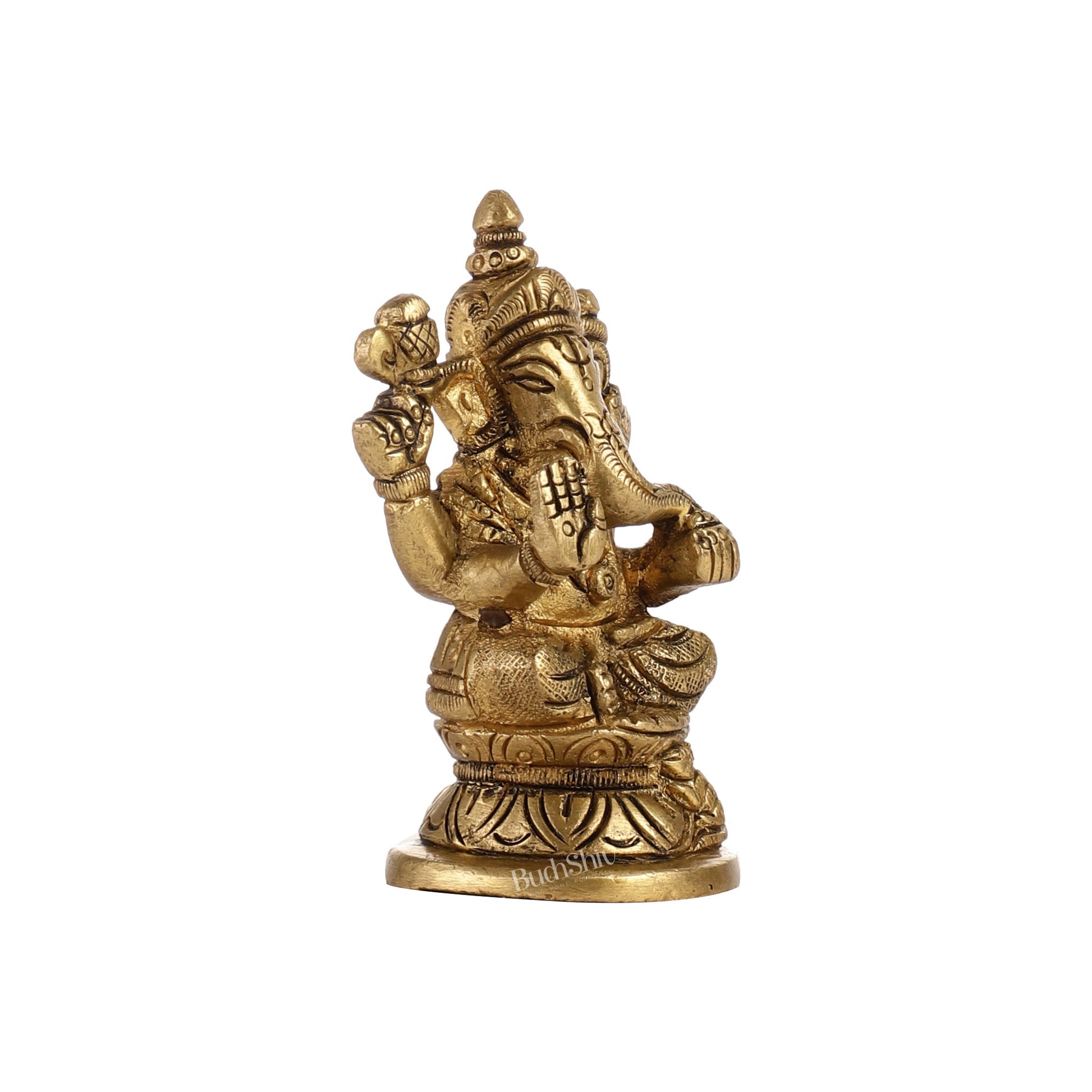 Elegant Brass Ganesha Idol | Height 3.5 inch