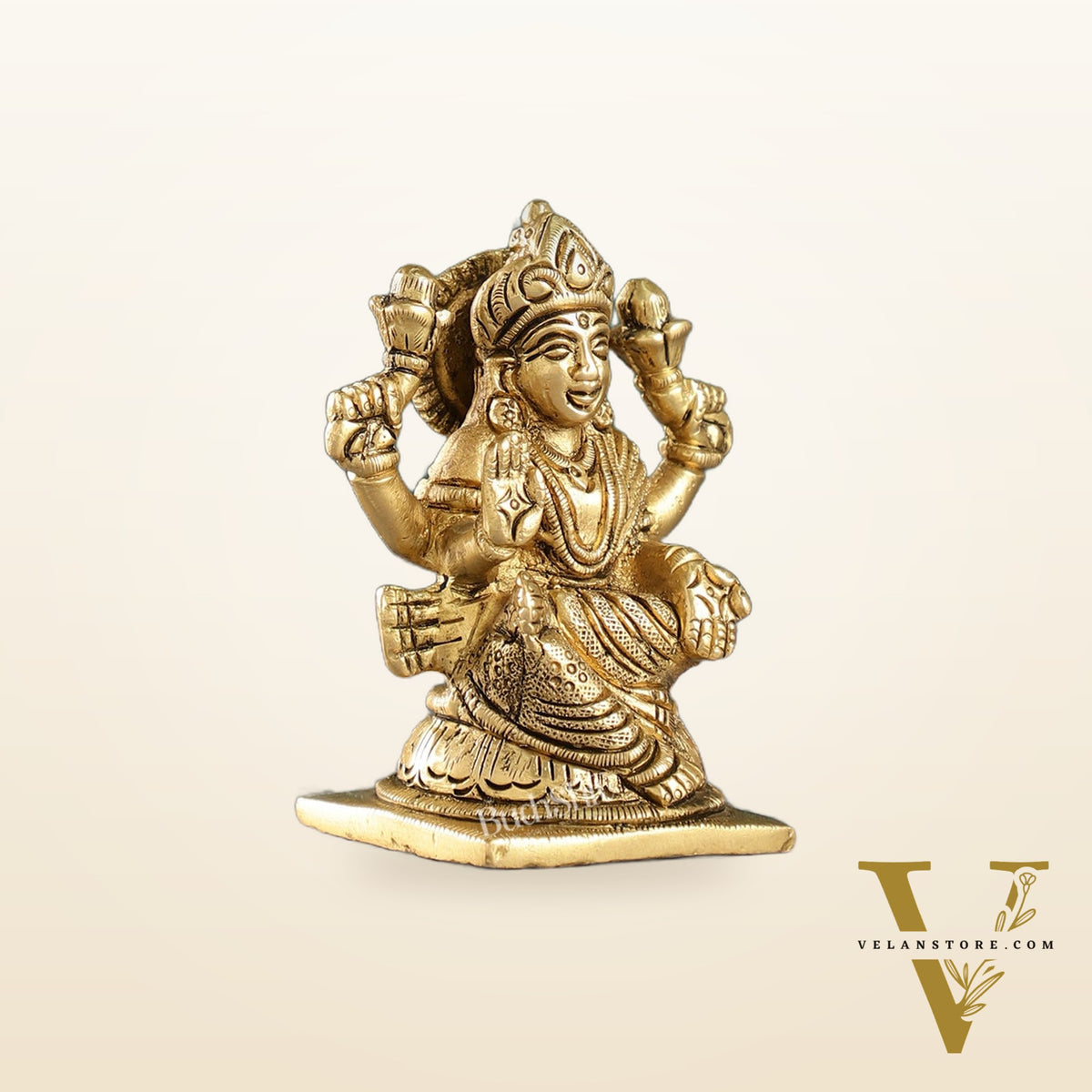 Elegant Brass Lakshmi Idol | Height 4 inch