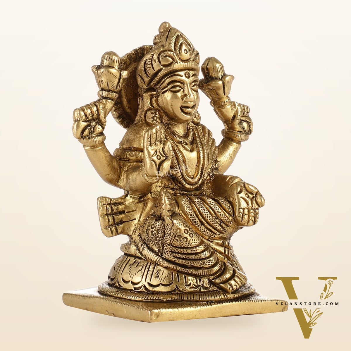 Elegant Brass Lakshmi Idol | Height 4 inch