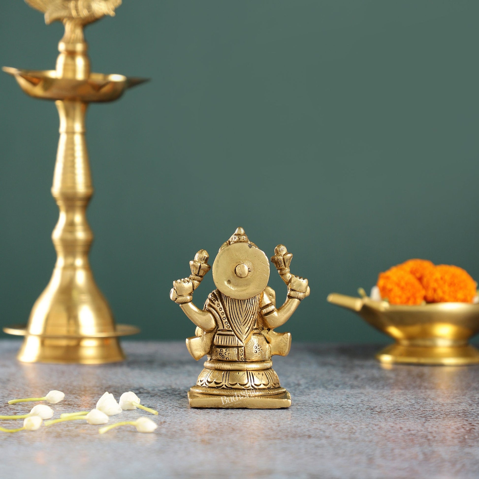Elegant Brass Lakshmi Idol | Height 4 inch