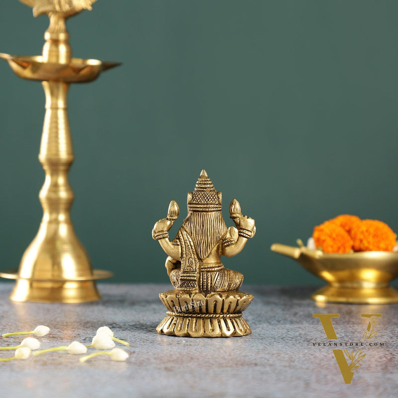 Elegant Brass Lakshmi Idol | Height 4.5 inch