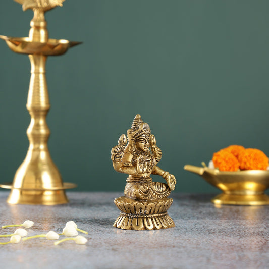 Elegant Brass Lakshmi Idol | Height 4.5 inch