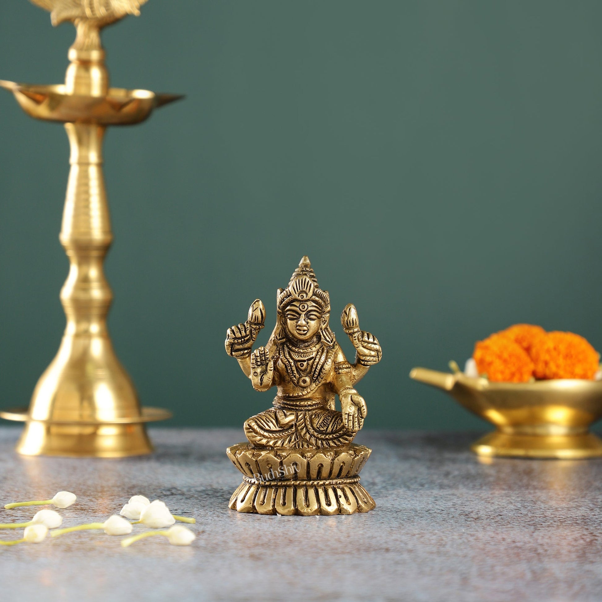 Elegant Brass Lakshmi Idol | Height 4.5 inch