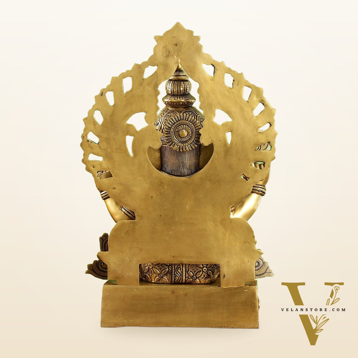 Elegant Brass Lord Ganesha Statue with Frame - 15 inch