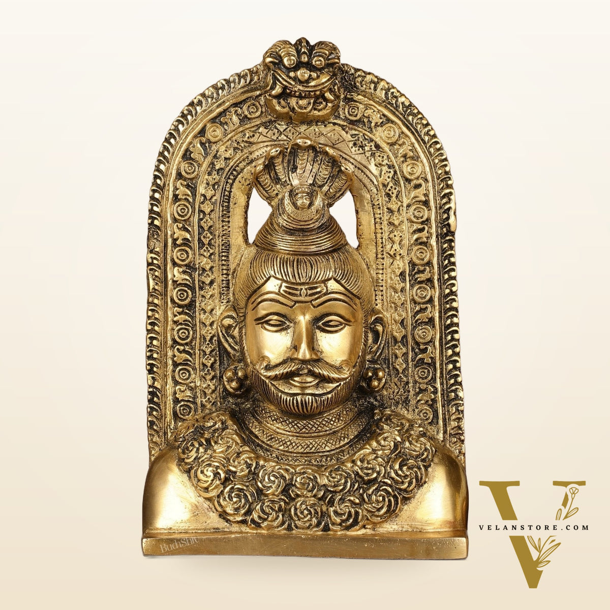 Elegant Brass Lord Shiva Face with Kirtimukha and Frame Table Accent - 8"