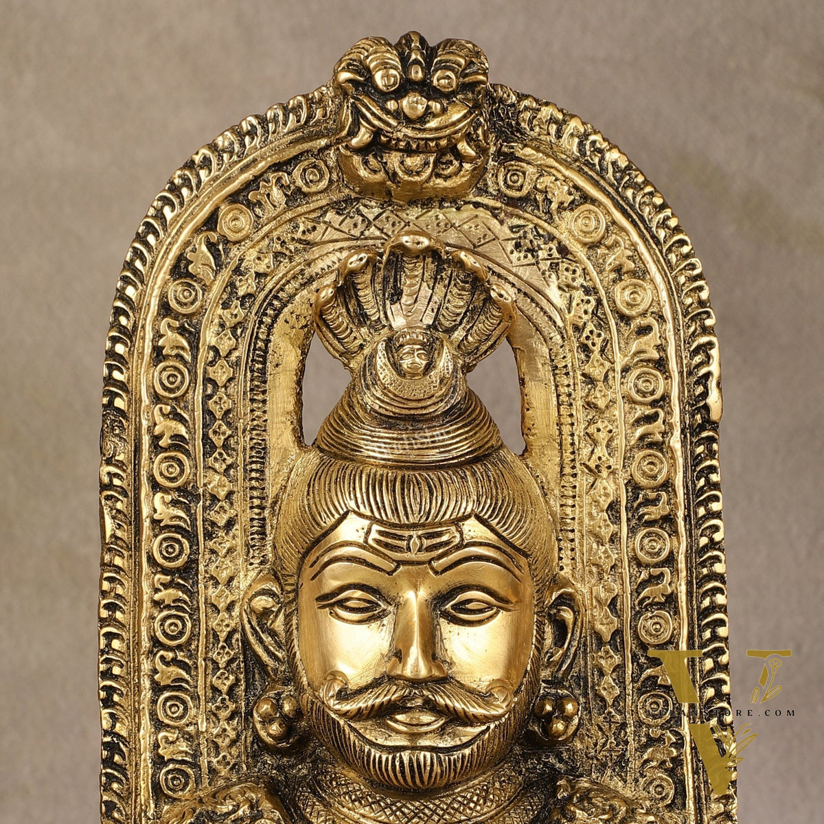 Elegant Brass Lord Shiva Face with Kirtimukha and Frame Table Accent - 8"