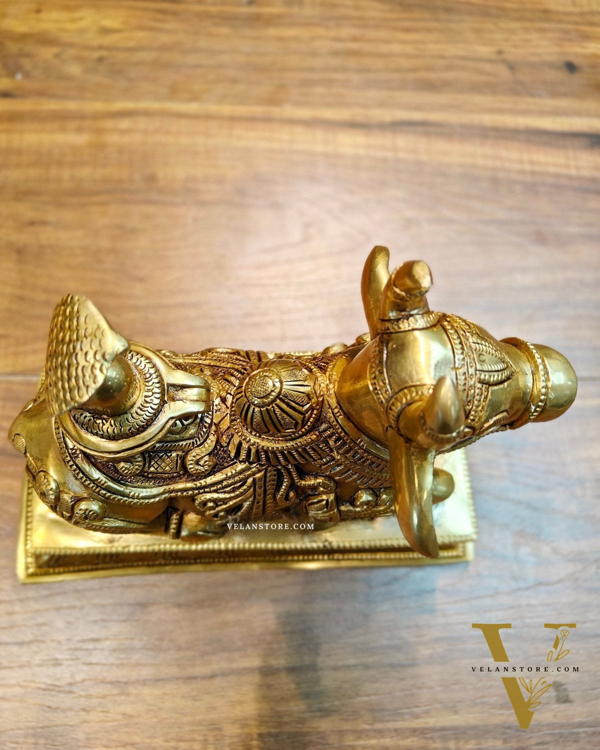 Elegant Brass Nandi Bull with Shivling Idol - 8 inch