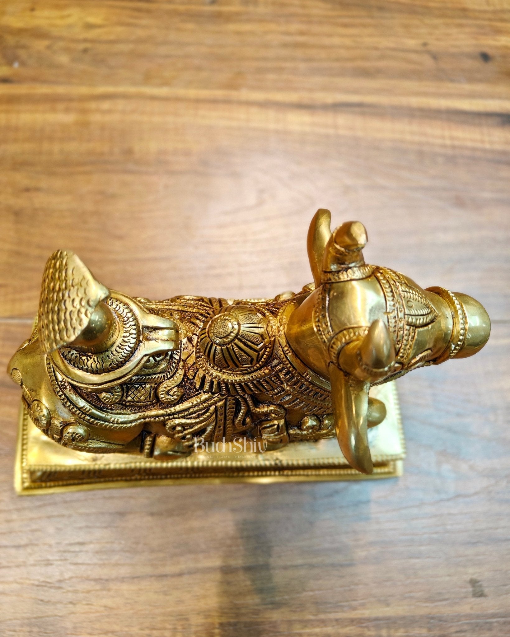 Elegant Brass Nandi Bull with Shivling Idol - 8 inch
