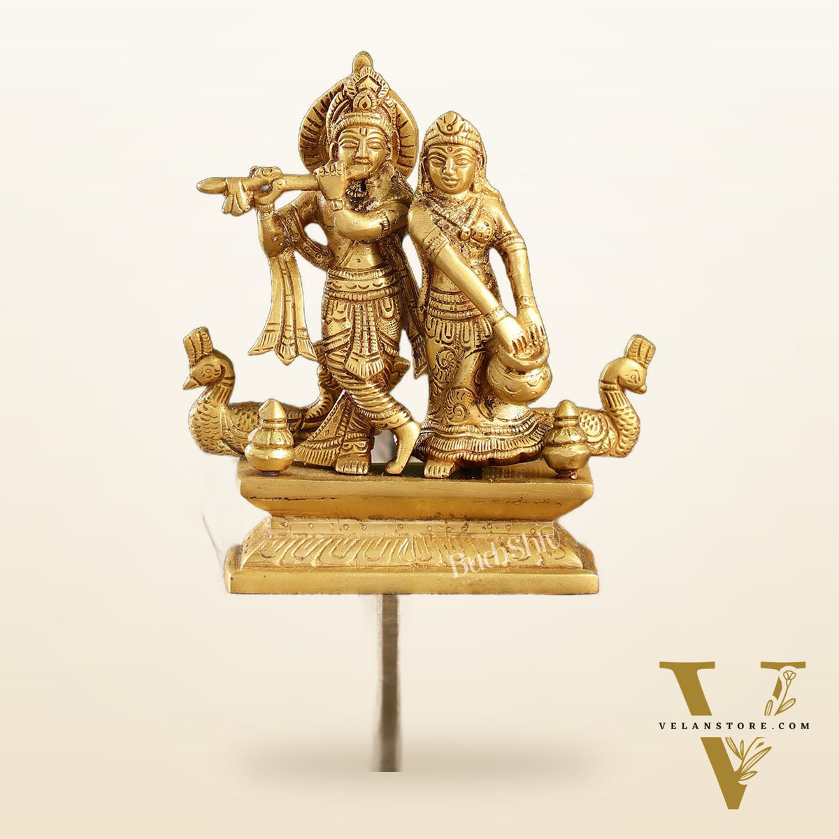 Elegant Brass Radha Krishna Idols | 6.5" Height