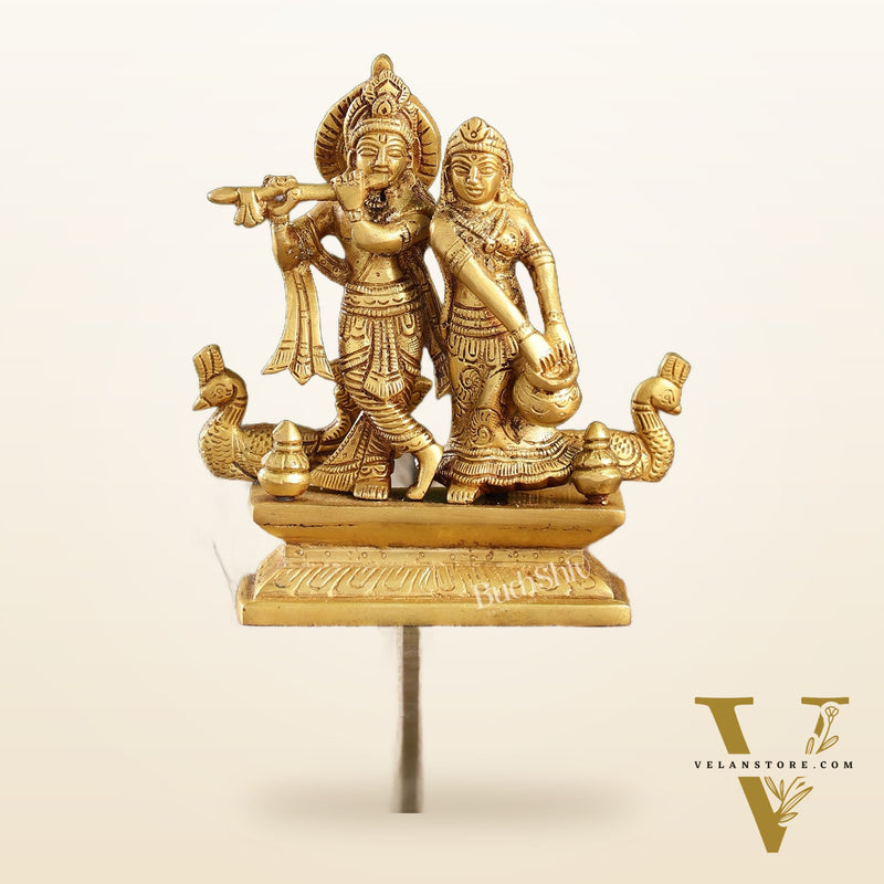 Elegant Brass Radha Krishna Idols | 6.5" Height