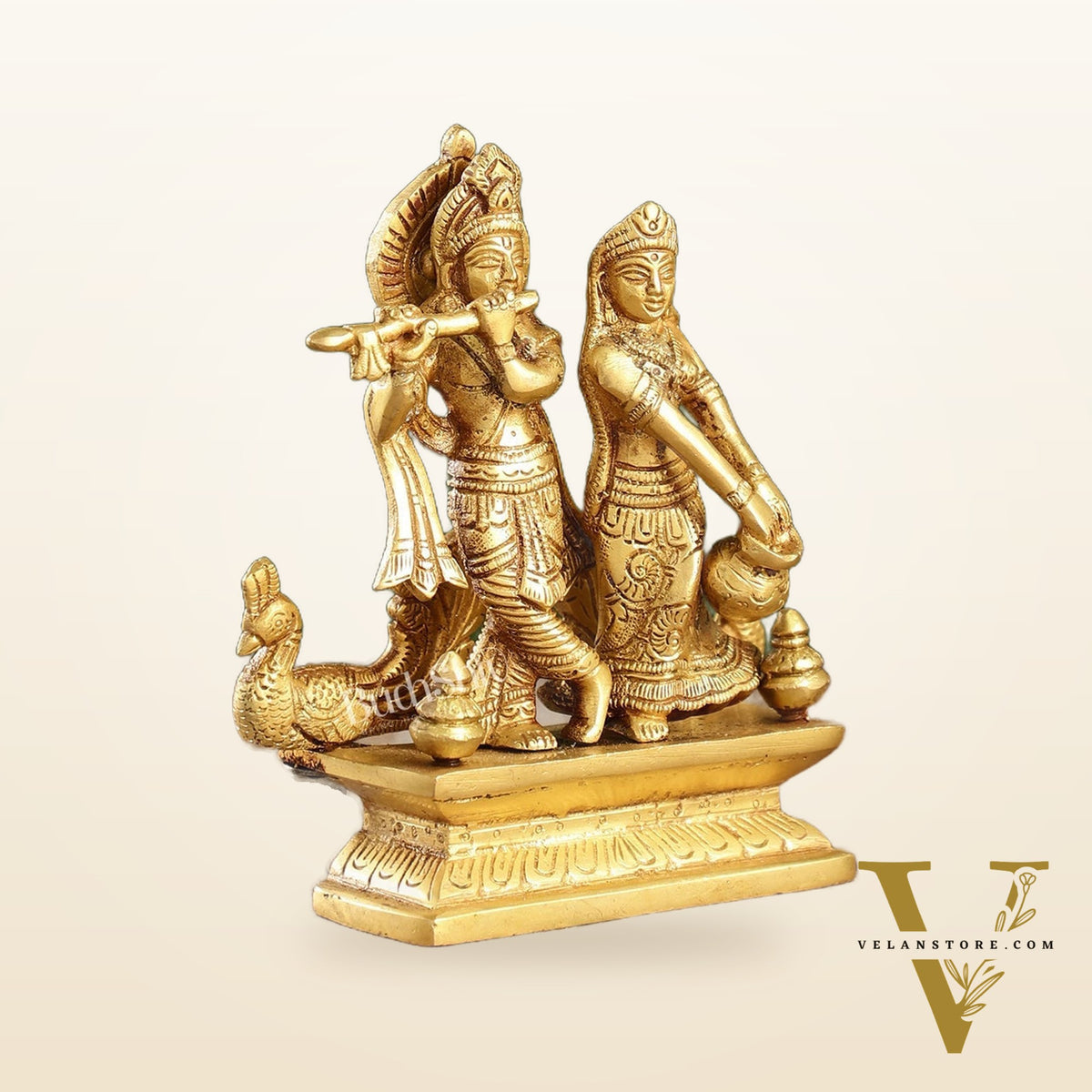 Elegant Brass Radha Krishna Idols | 6.5" Height