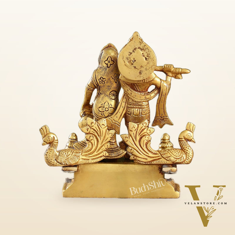 Elegant Brass Radha Krishna Idols | 6.5" Height