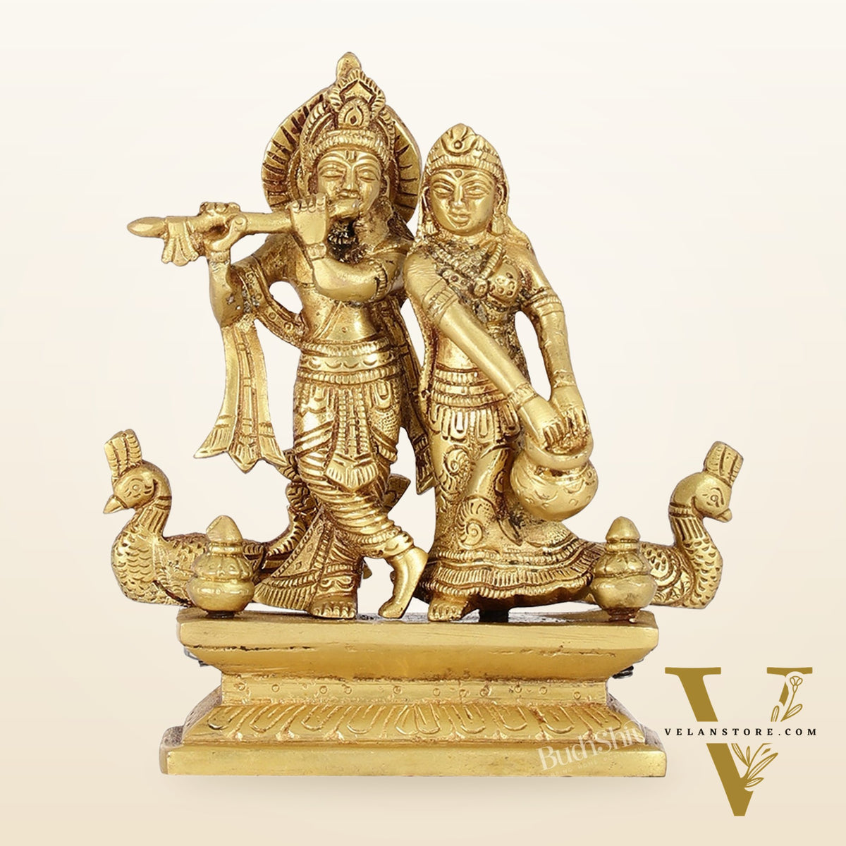 Elegant Brass Radha Krishna Idols | 6.5" Height