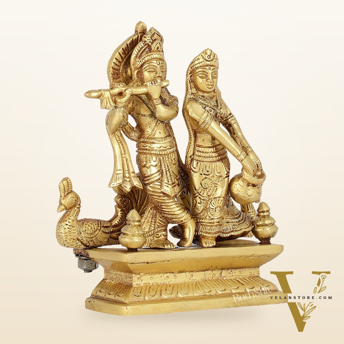 Elegant Brass Radha Krishna Idols | 6.5" Height