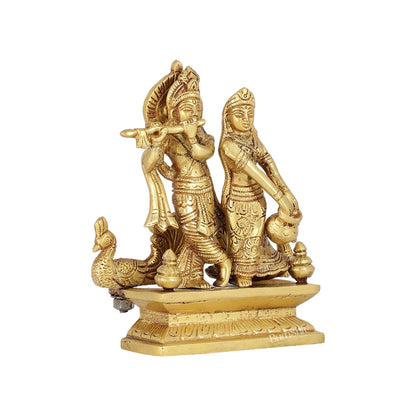 Elegant Brass Radha Krishna Idols | 6.5" Height