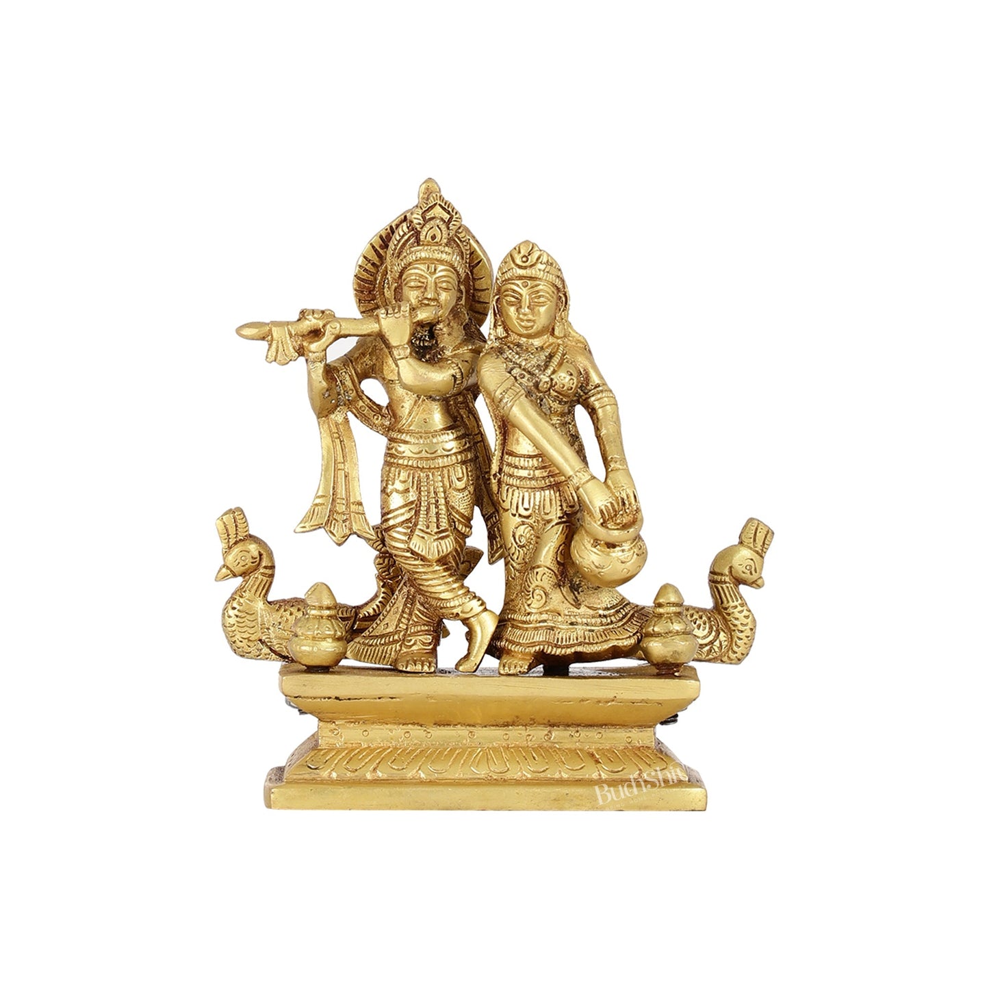 Elegant Brass Radha Krishna Idols | 6.5" Height